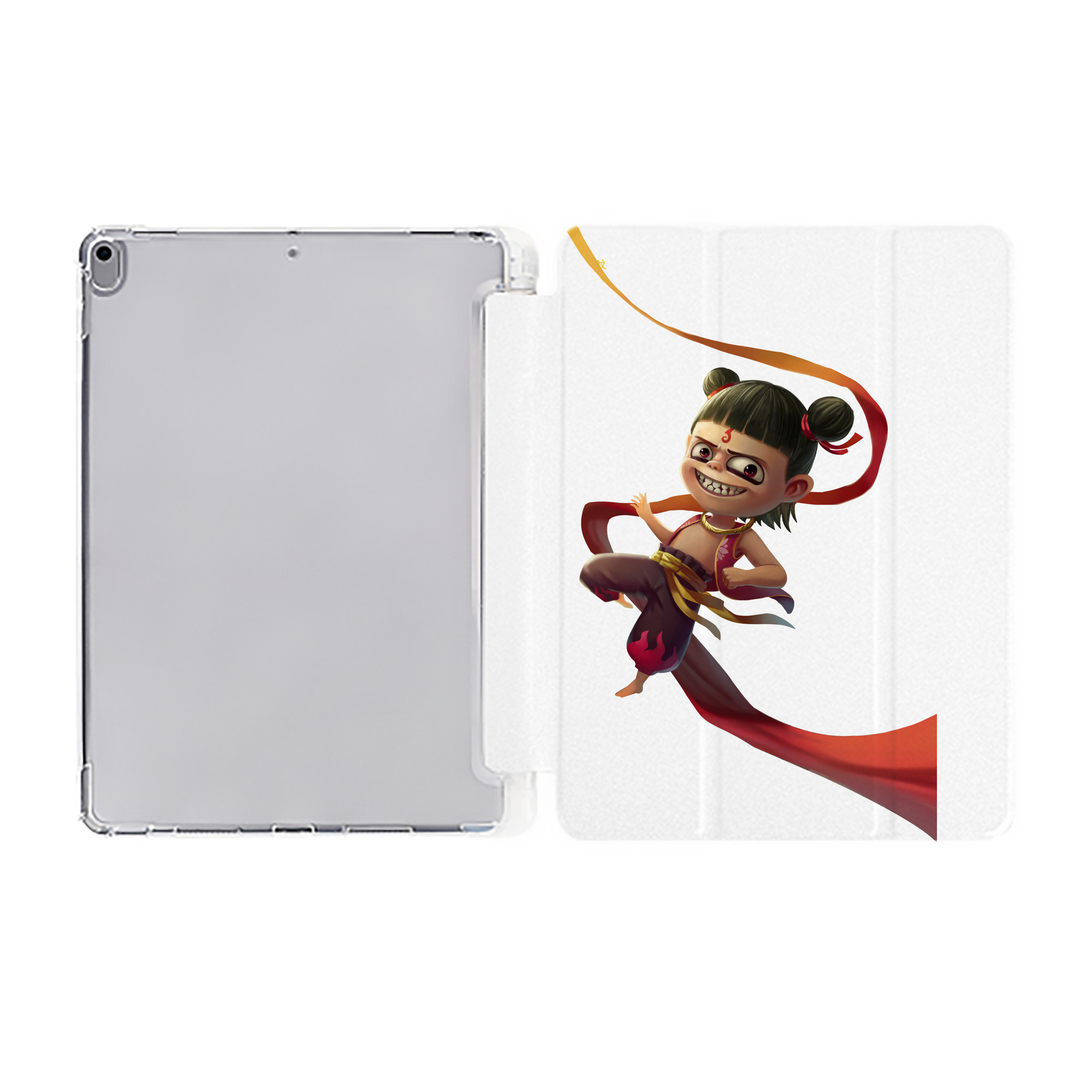 （画像用） Ne Zha 2 ナタ 魔童の大暴れ IPad ケース ペン収納付き 三つ折りスタンド PUレザー×シリコン 対応機種9.5/10.5/10.9インチ